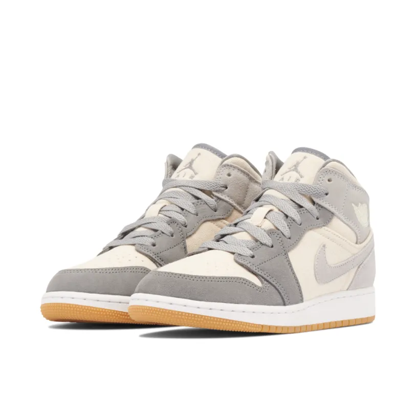 Air Jordan 1 Mid SE Coconut Milk Grey GS 