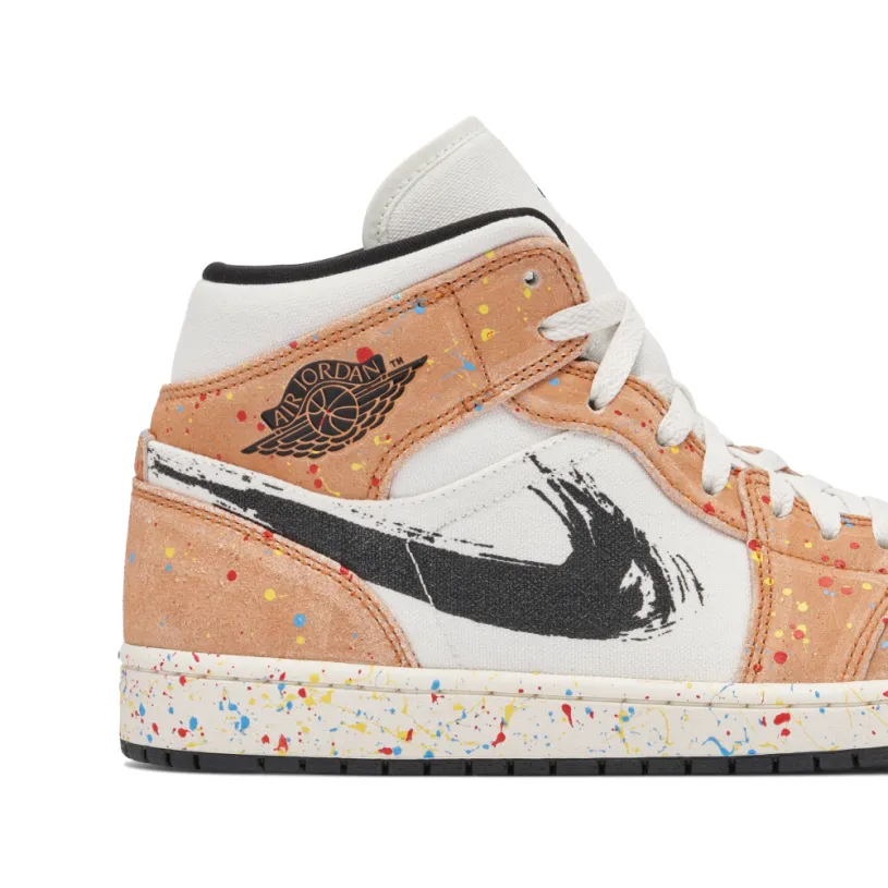 Air Jordan 1 Mid SE Brushstroke Paint Splatter 