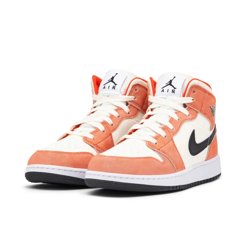 Air Jordan 1 Mid Orange Suede GS 