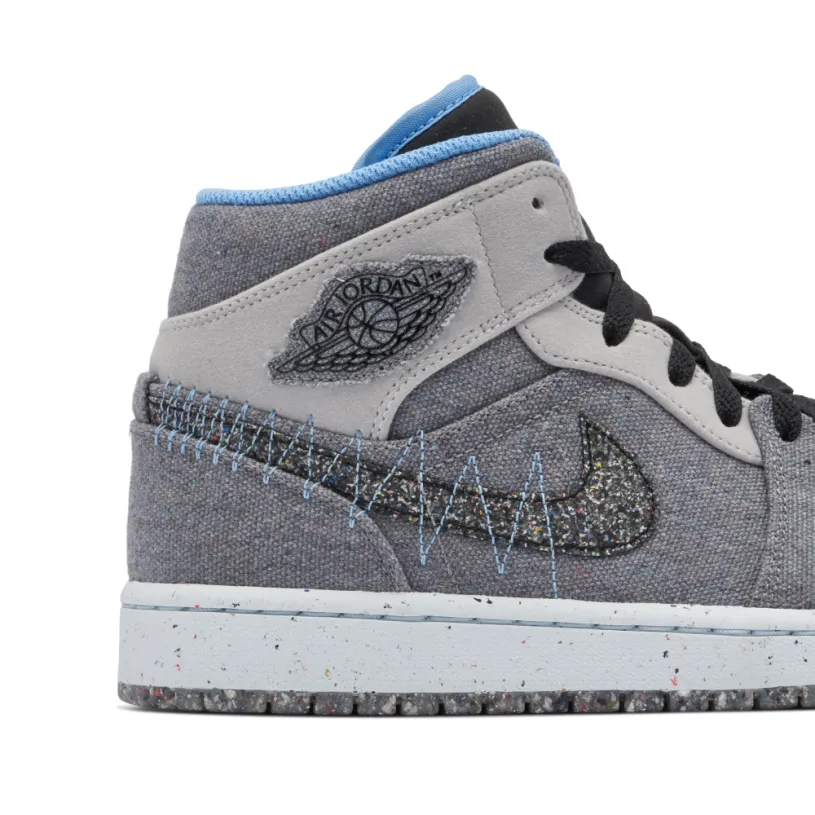 Air Jordan 1 Mid Crater Grey Black Blue 