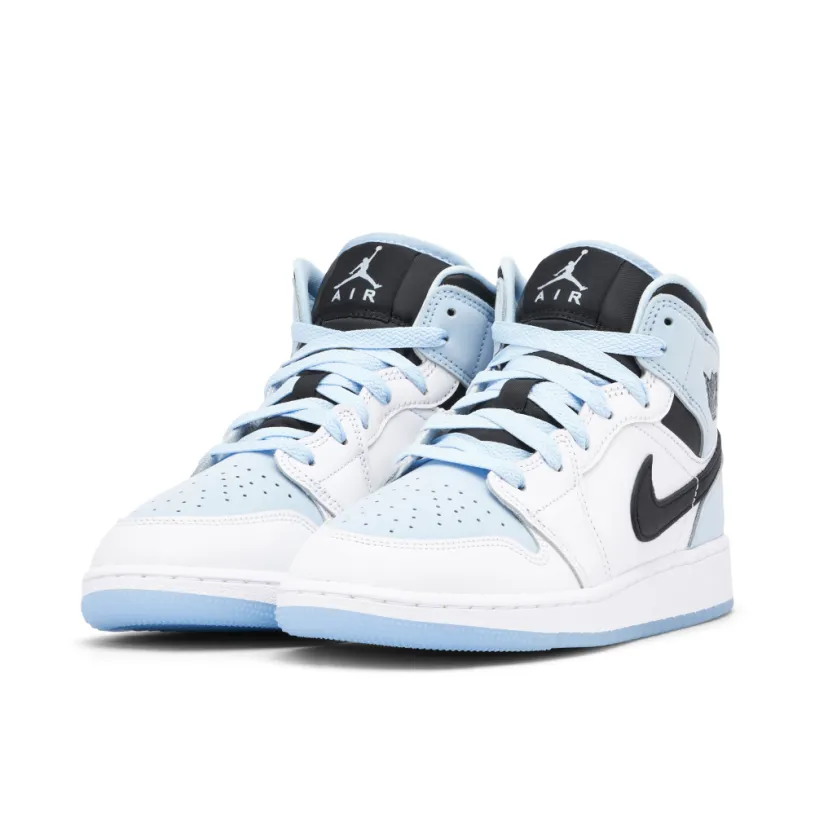 Air Jordan 1 Mid SE White Ice Blue GS 
