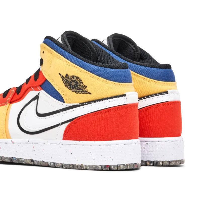 Air Jordan 1 Mid SE Multi Colour Canvas GS 