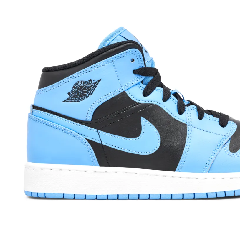 Air Jordan 1 Mid University Blue Black GS 