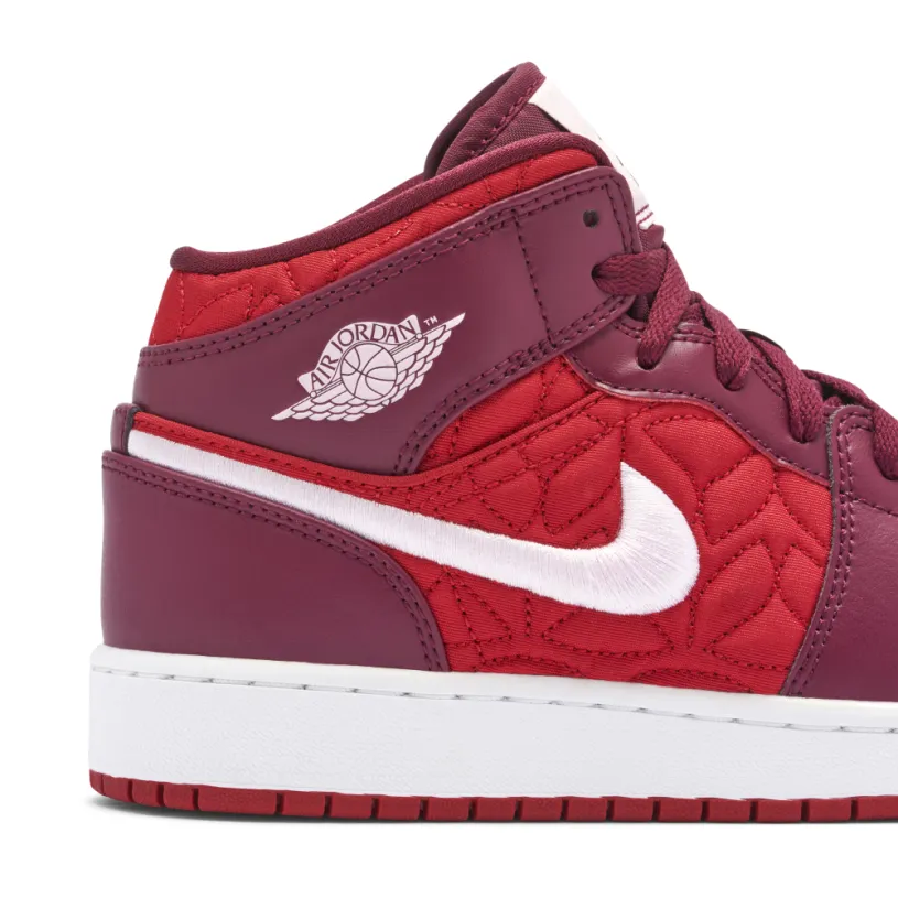 Air Jordan 1 Mid SE Red Quilt GS 