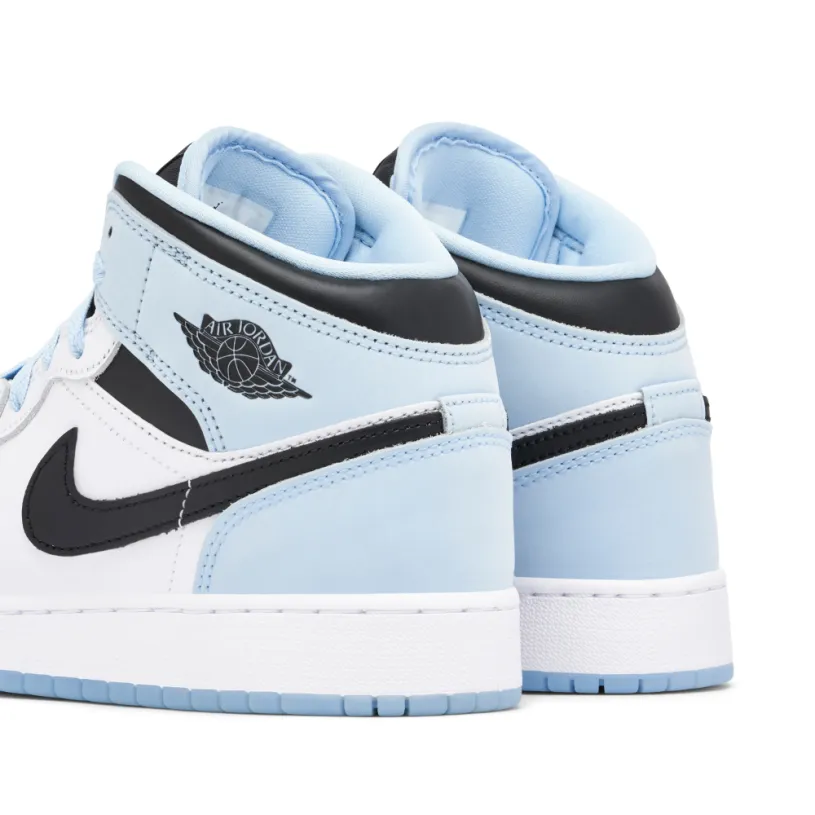 Air Jordan 1 Mid SE White Ice Blue GS 