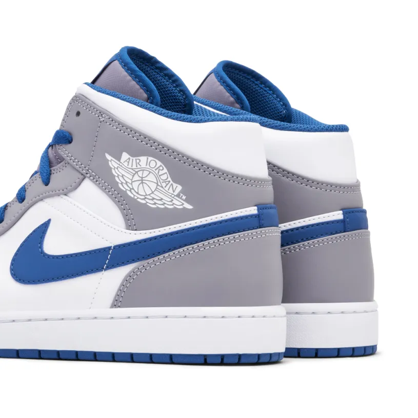 Air Jordan 1 Mid White True Blue Grey 