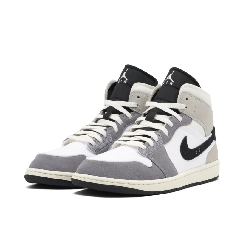 Air Jordan 1 Mid SE Craft White Cement Grey Black 