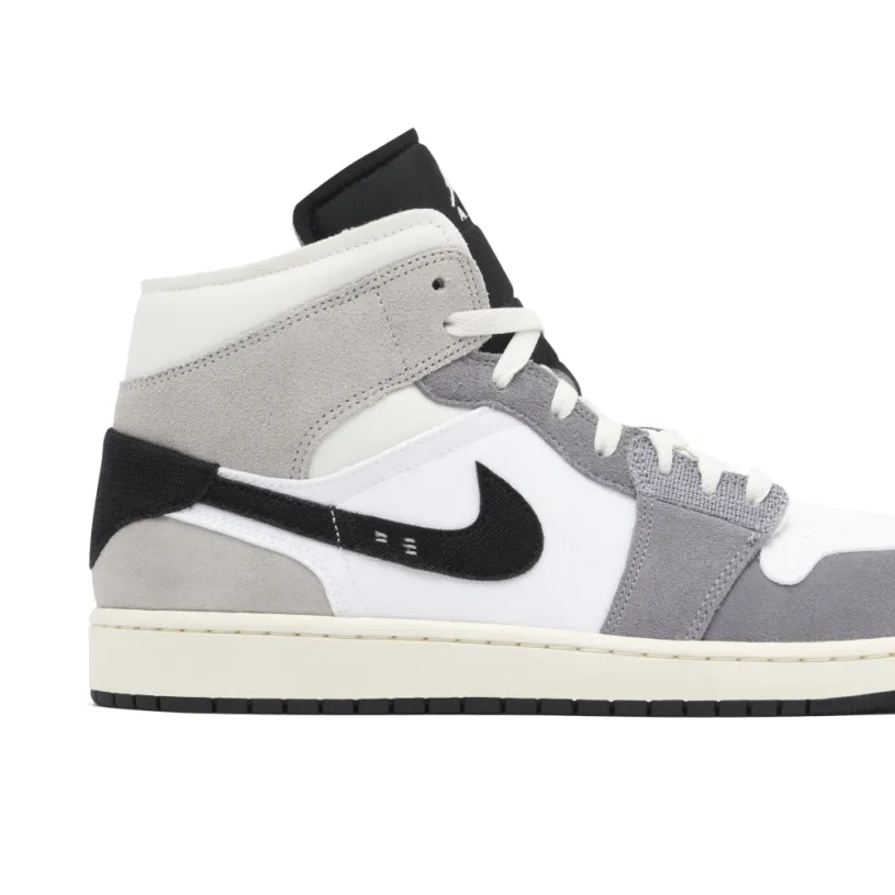 Air Jordan 1 Mid SE Craft White Cement Grey Black 