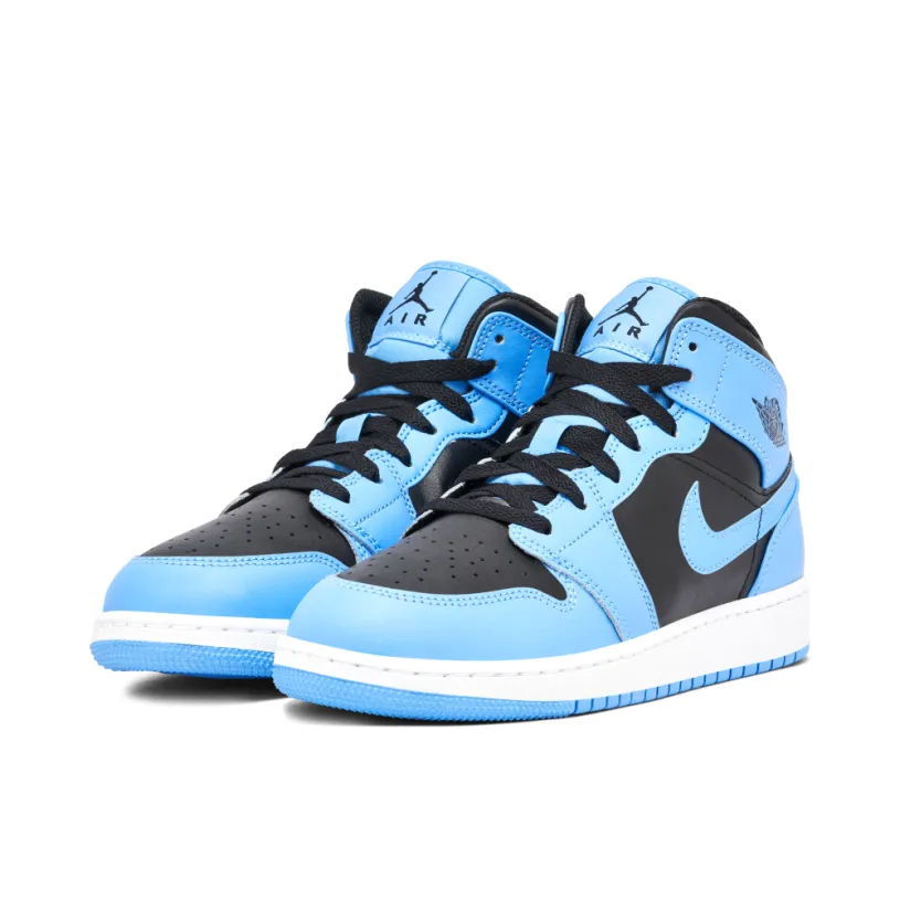 Air Jordan 1 Mid University Blue Black GS 