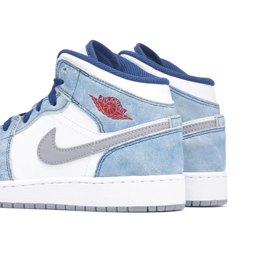 Air Jordan 1 Mid SE French Blue Fire Red GS 
