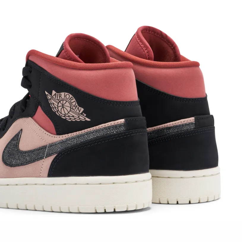 Air Jordan 1 Mid Burgundy Dusty Pink Womens 