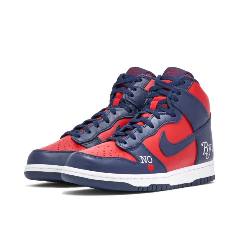 Supreme x Nike SB Dunk High By Any Means Red Navy 