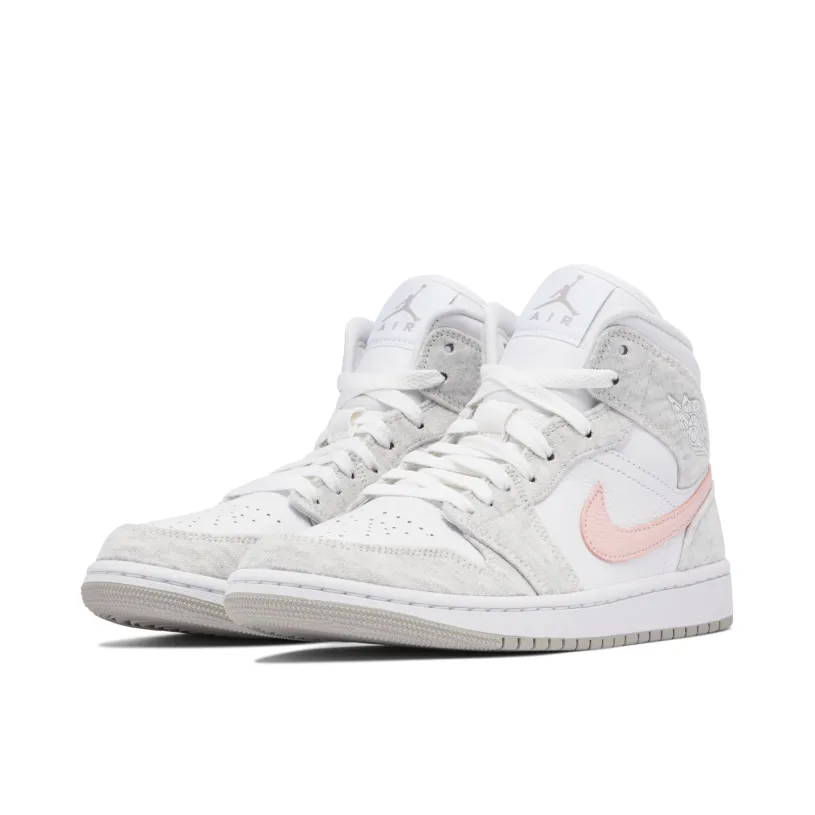 Air Jordan 1 Mid White Light Iron Ore Womens 