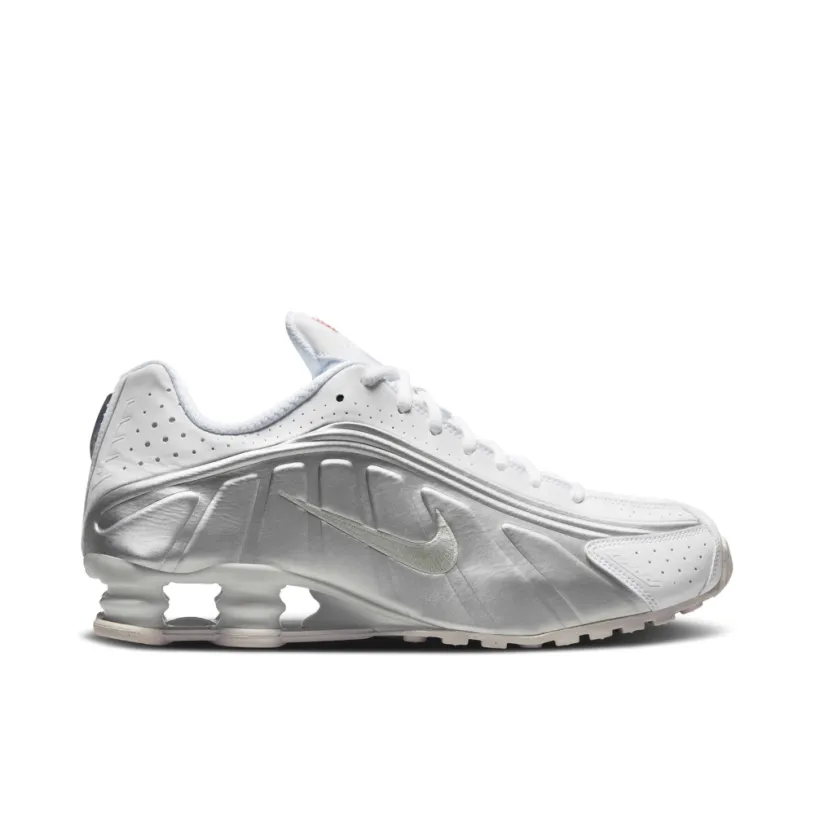 Nike Shox R4 White Bright Crimson Metallic Silver