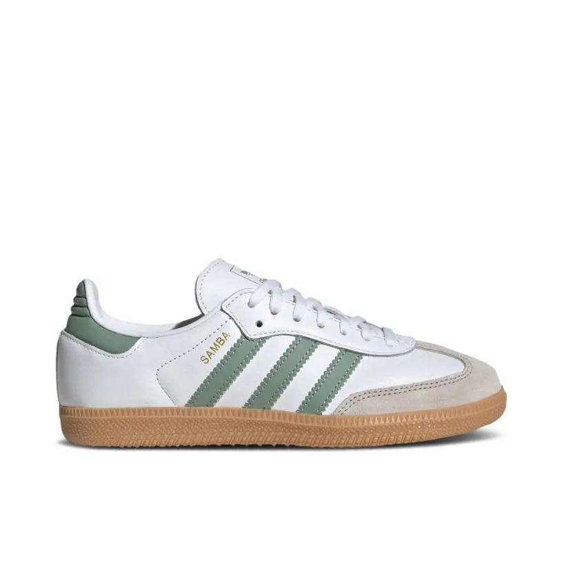 Adidas Samba OG Cloud White Silver Green GS