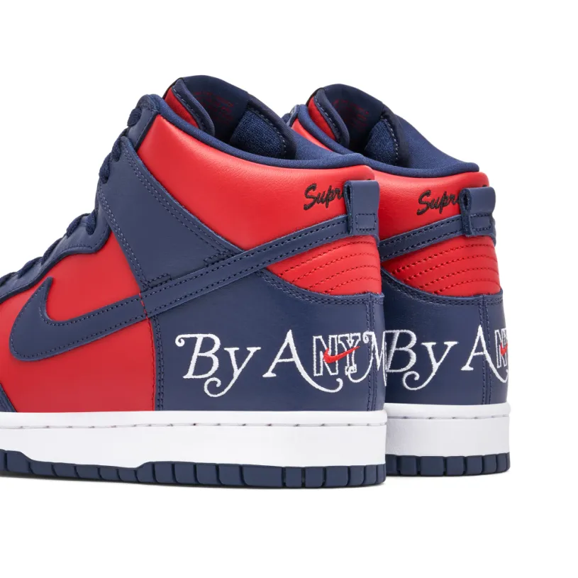 Supreme x Nike SB Dunk High By Any Means Red Navy 
