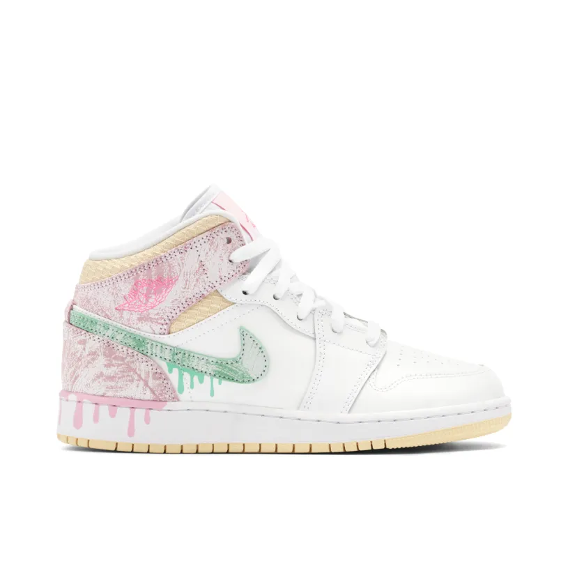 Air Jordan 1 Mid Paint Drip GS
