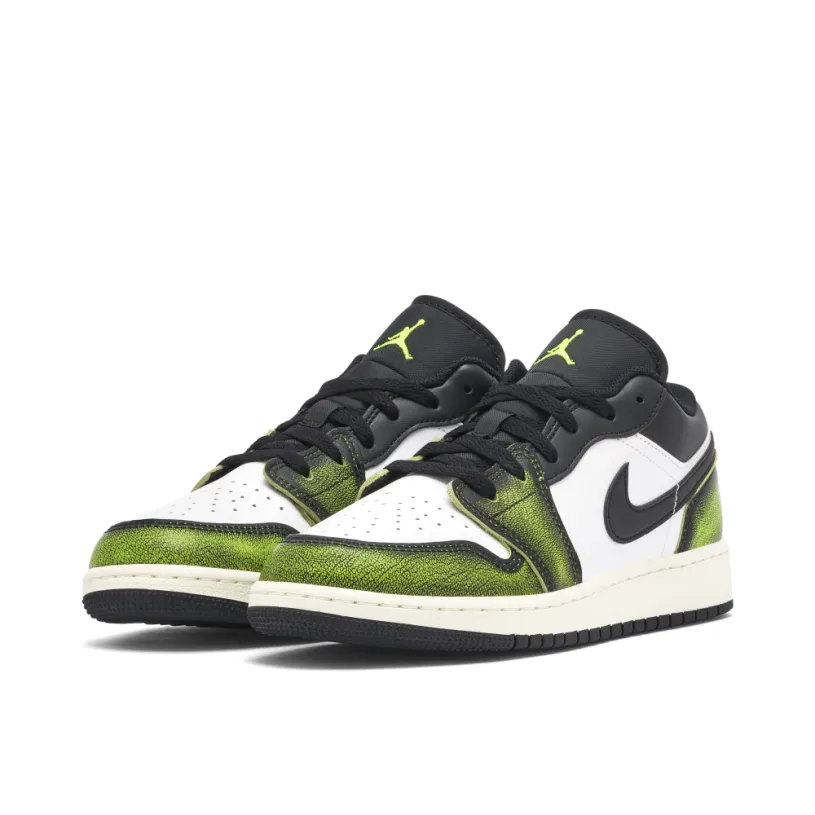 Air Jordan 1 Low White Black Green GS 