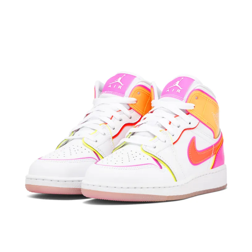 Air Jordan 1 Mid Neon Glow GS 