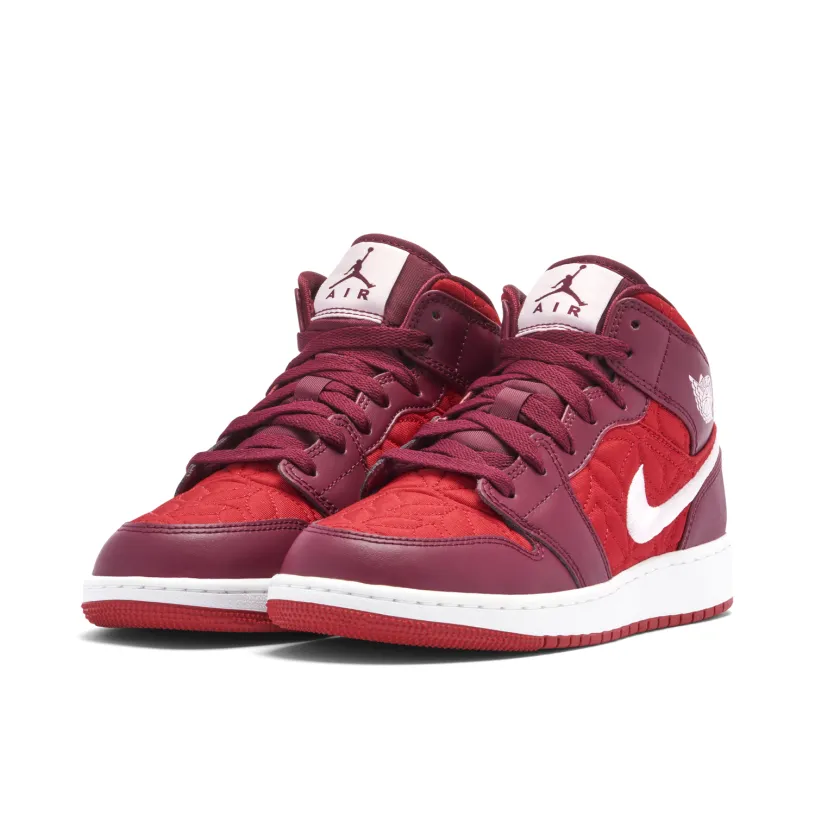 Air Jordan 1 Mid SE Red Quilt GS 