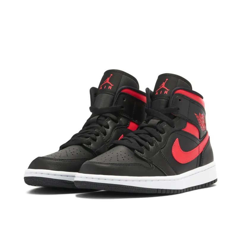 Air Jordan 1 Mid Black Siren Red Womens 