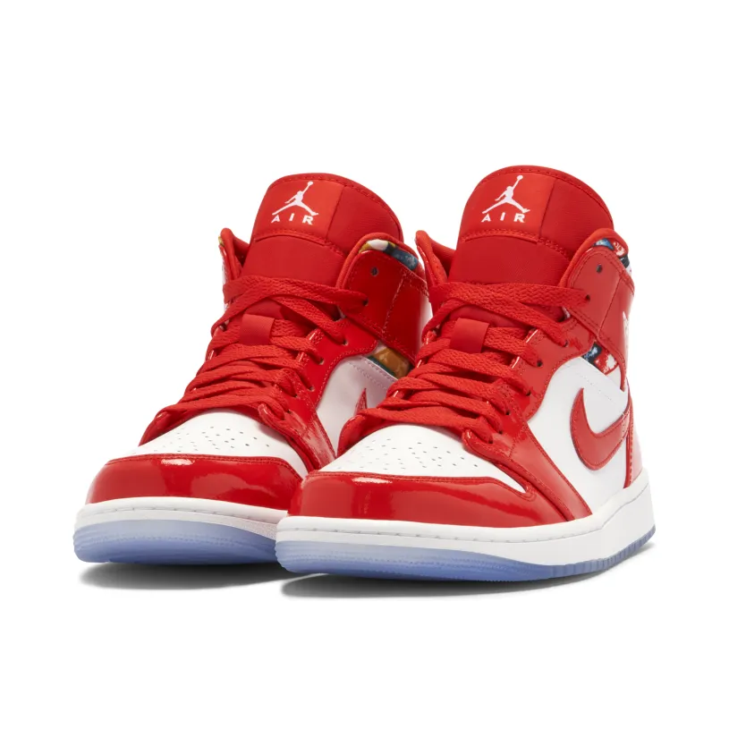 Jordan 1 Mid Barcelona Sweater Red Patent 