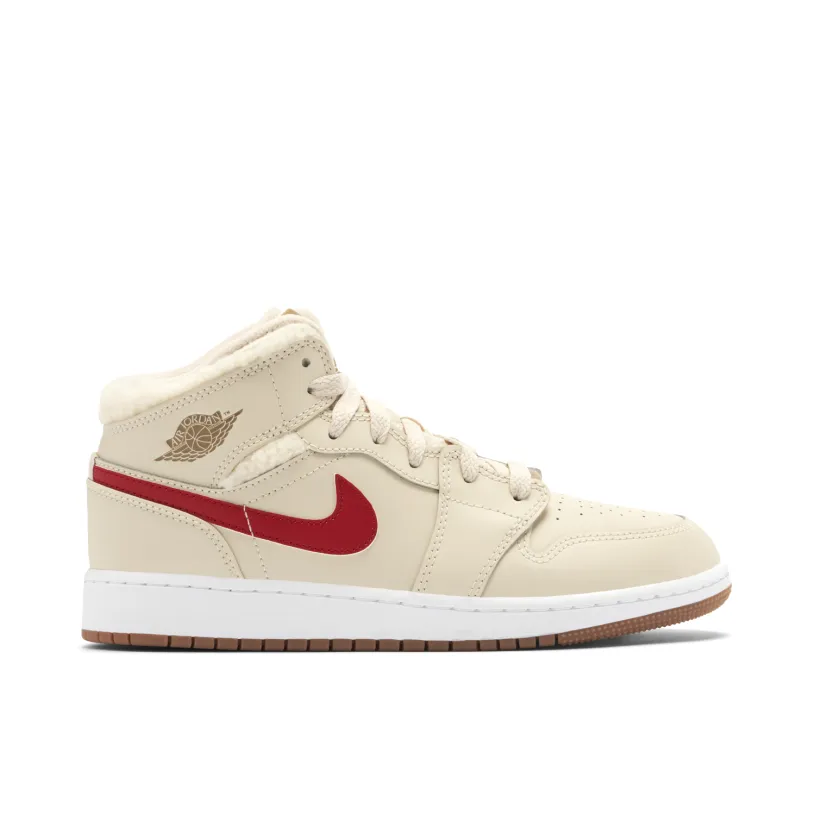 Air Jordan 1 Mid Fleece Pearl White GS