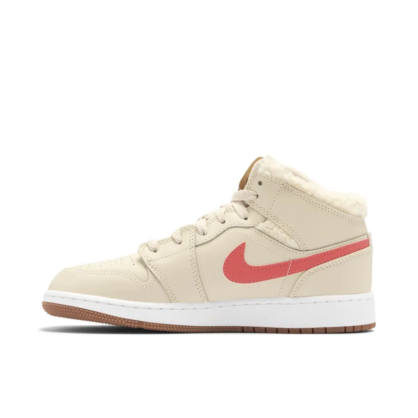 Air Jordan 1 Mid Fleece Pearl White GS