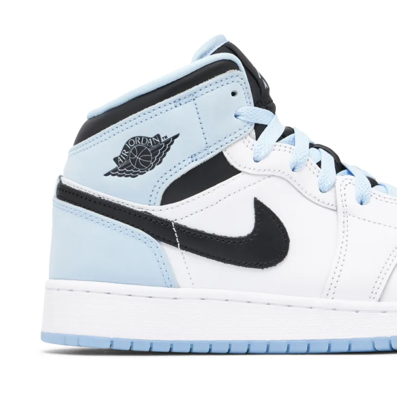 Air Jordan 1 Mid SE White Ice Blue GS 
