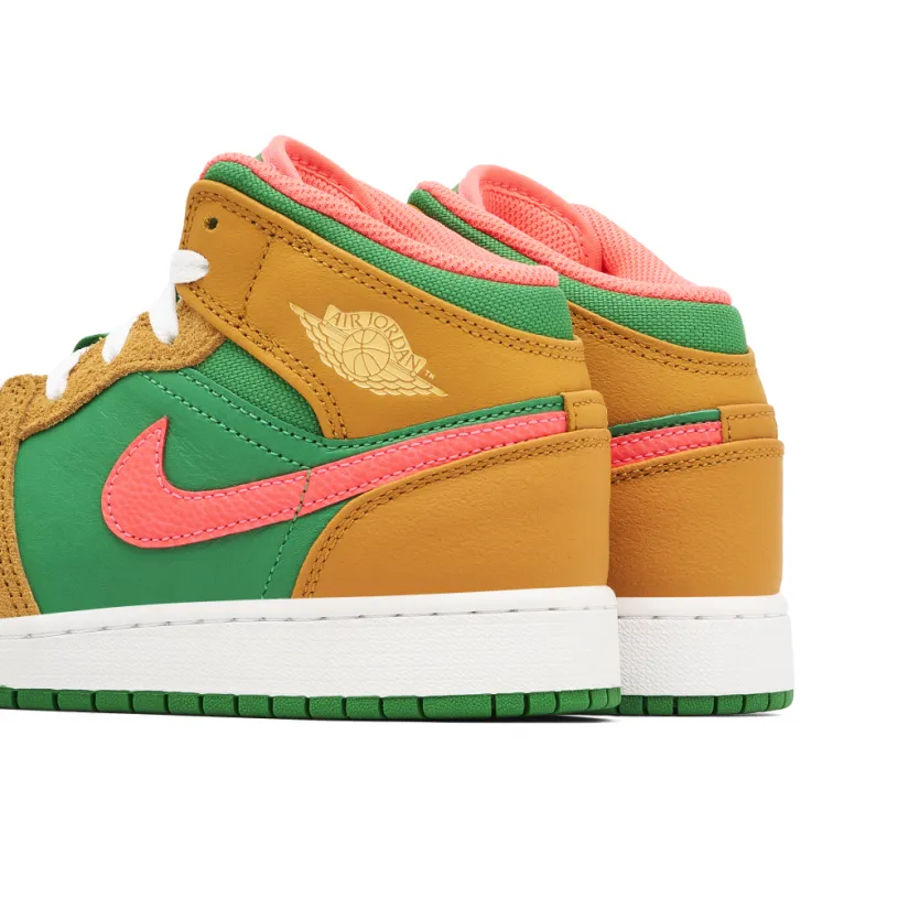 Air Jordan 1 Mid Wheat Watermelon GS 