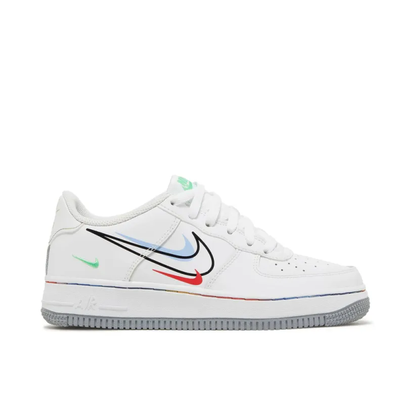 Nike Air Force 1 Low Multi Swoosh White GS