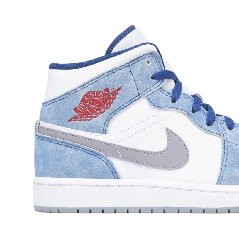 Air Jordan 1 Mid French Blue Fire Red 