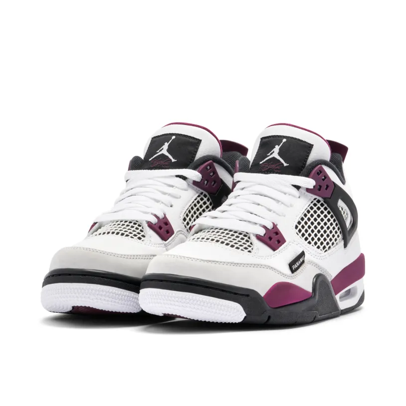 Air Jordan 4 x PSG White Neutral Grey Bordeaux GS 