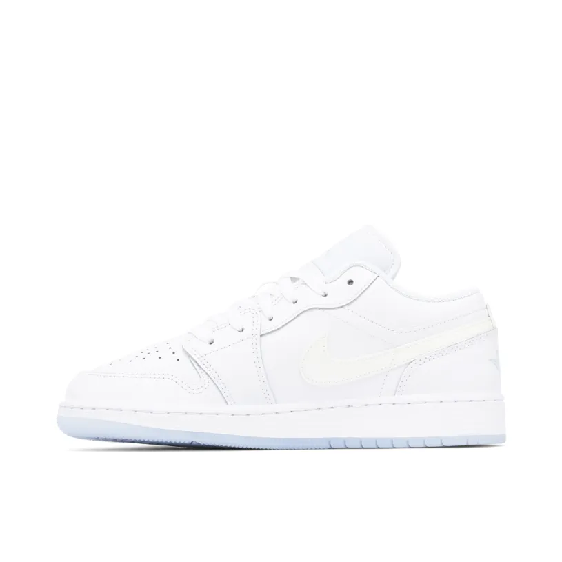 AIr Jordan 1 Low White Iridescent Glitter Swoosh GS
