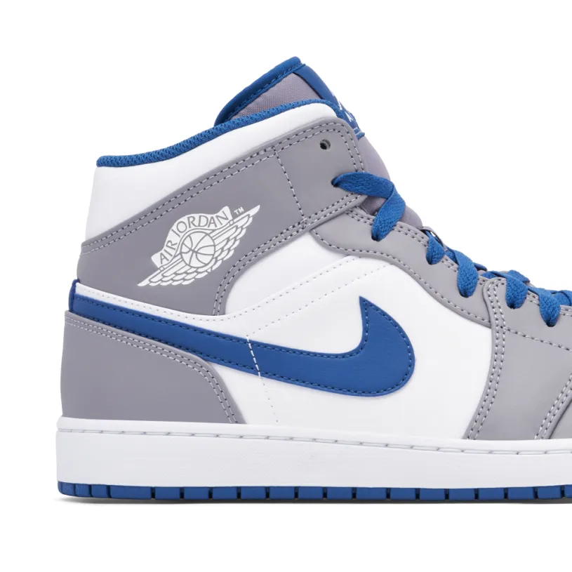 Air Jordan 1 Mid White True Blue Grey 
