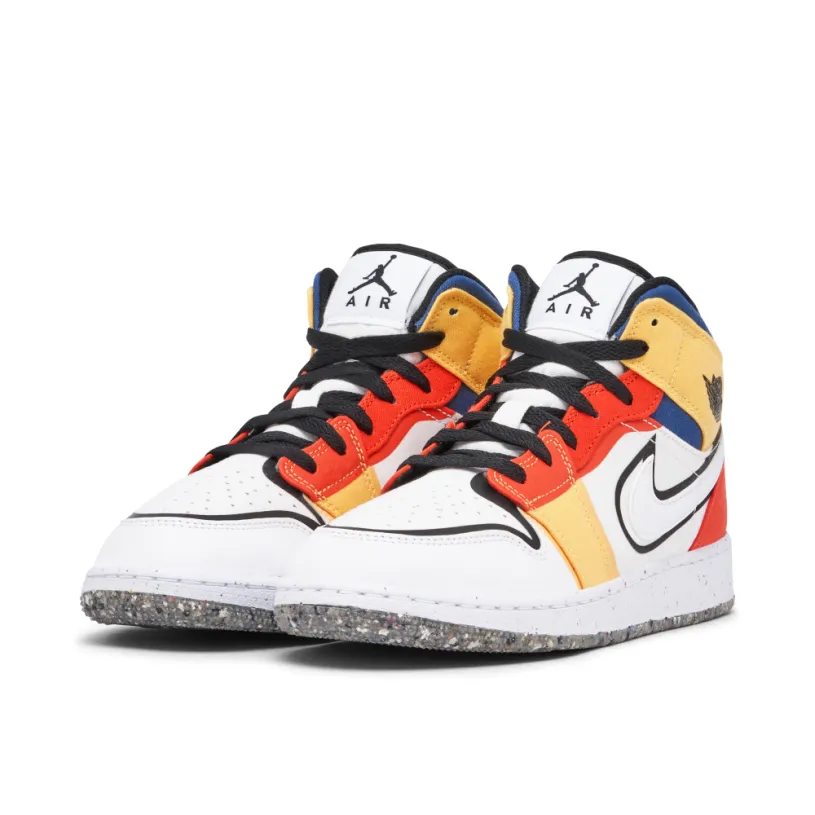 Air Jordan 1 Mid SE Multi Colour Canvas GS 
