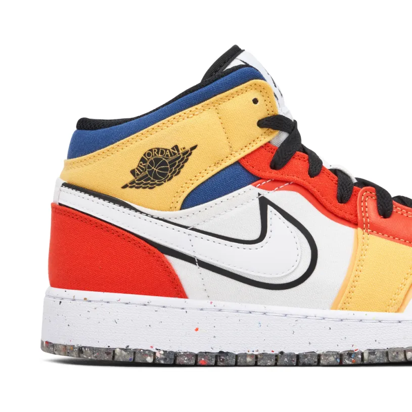Air Jordan 1 Mid SE Multi Colour Canvas GS 