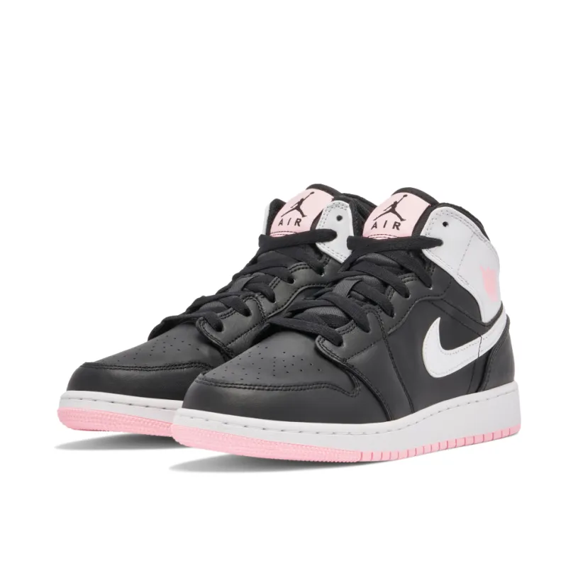 Jordan 1 Mid Black Arctic Pink GS 