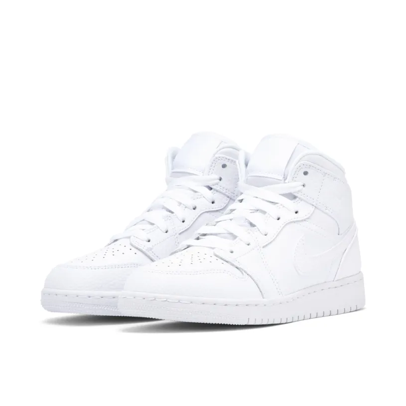 Air Jordan 1 Mid Triple White GS 