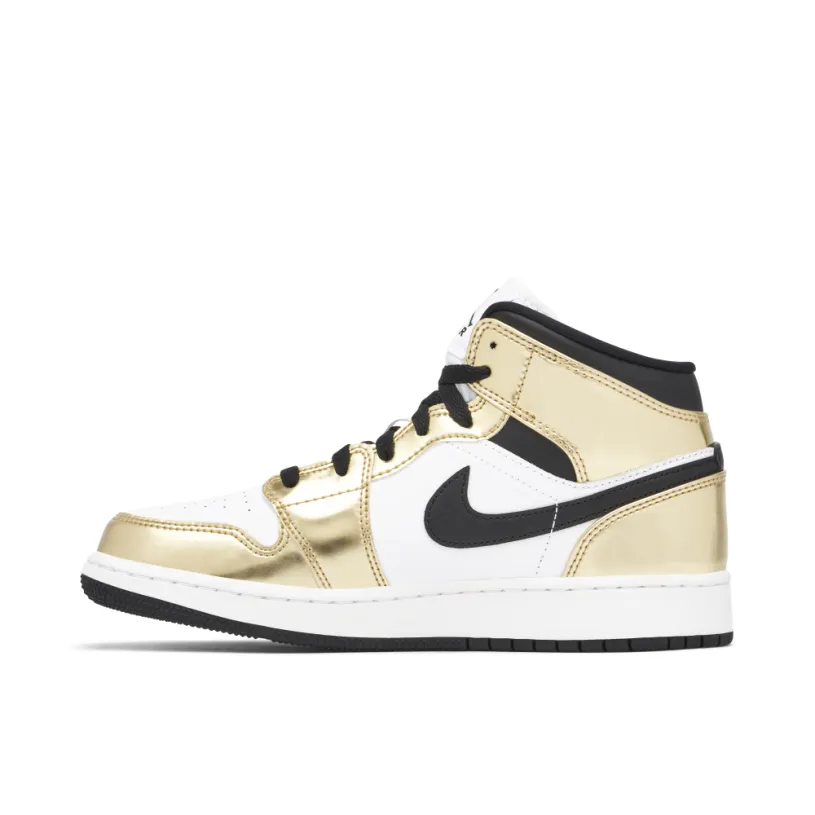 Air Jordan 1 Mid Metallic Gold Black White GS