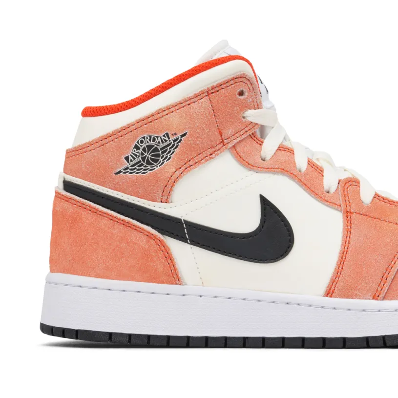 Air Jordan 1 Mid Orange Suede GS 