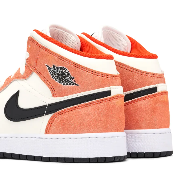 Air Jordan 1 Mid Orange Suede GS 