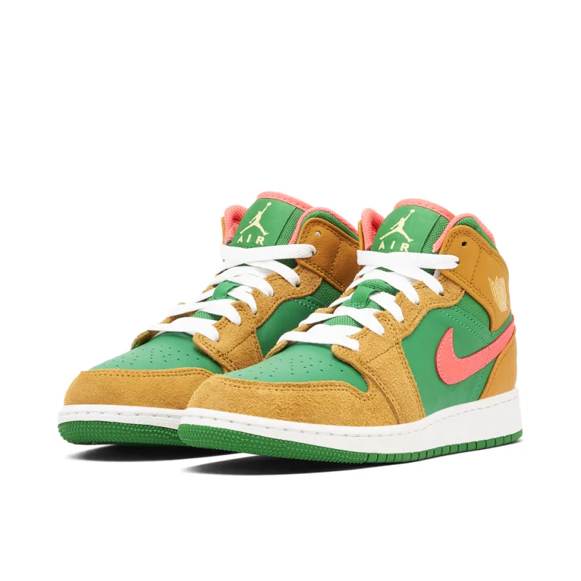 Air Jordan 1 Mid Wheat Watermelon GS 