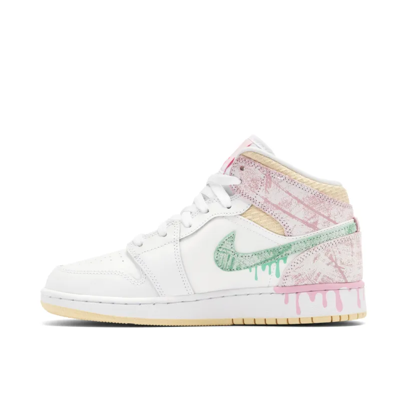 Air Jordan 1 Mid Paint Drip GS
