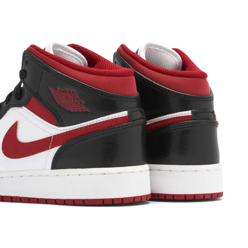 Air Jordan 1 Mid Black White Gym Red GS 