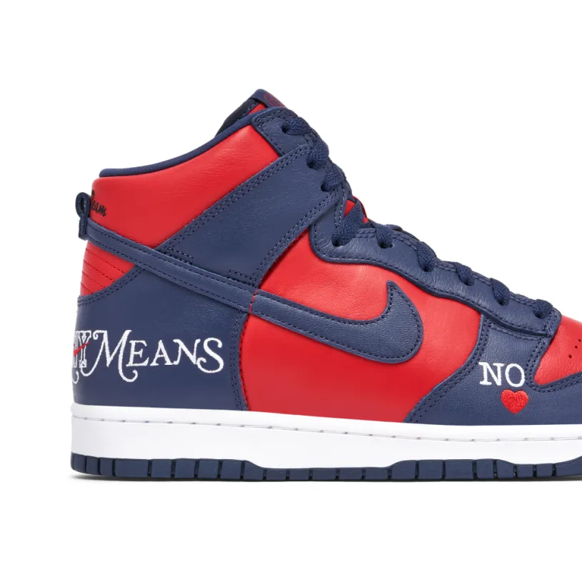 Supreme x Nike SB Dunk High By Any Means Red Navy 